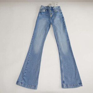 Zara Women's Flare Fit Jeans Size 2 NWT Light Blue High Rise 33" Inseam Denim